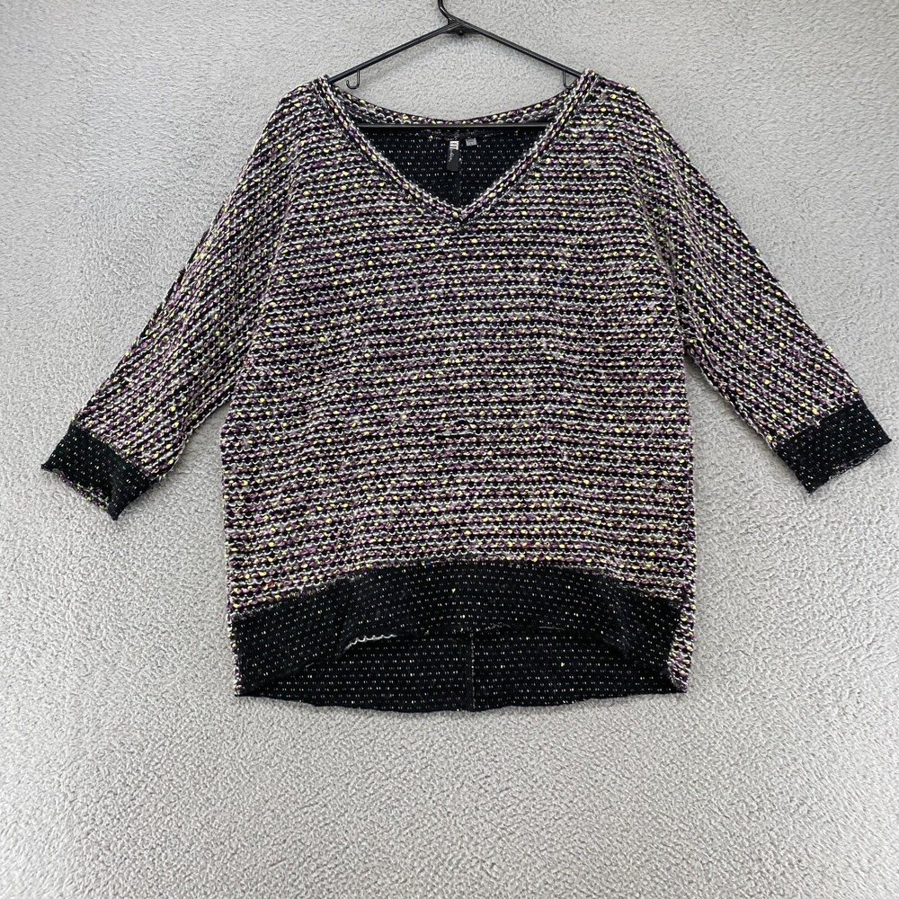 Kut From‎ the Kloth Sweater Womens Large Knit 3/4 Sleeve Contrast V-Neck